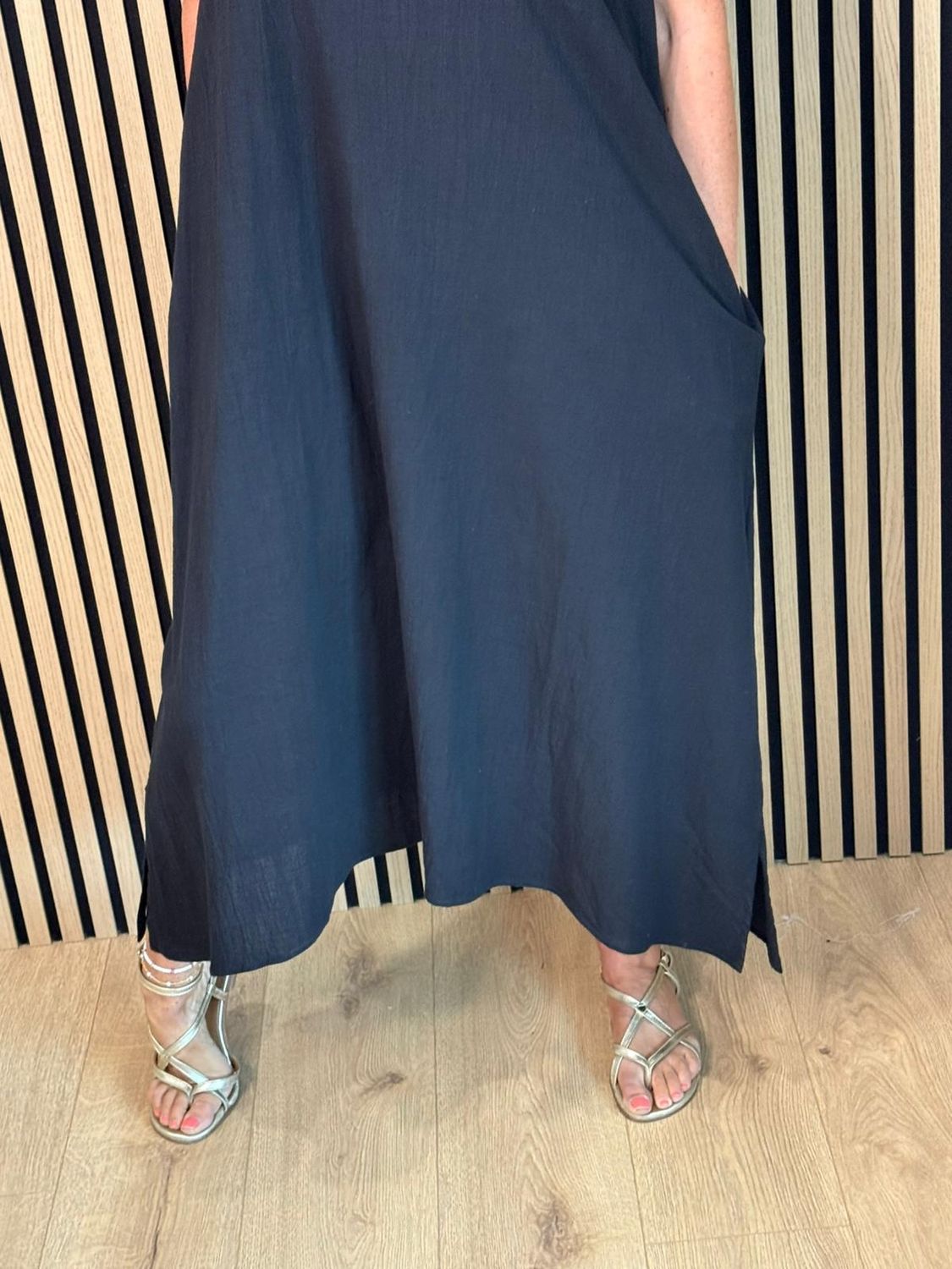 Diamanté Trim Cotton Pocket Dress 