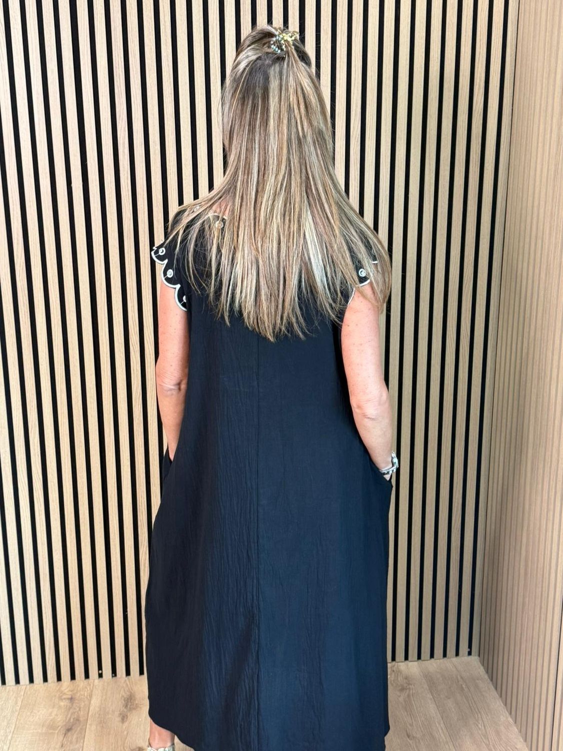 Diamanté Trim Cotton Pocket Dress 