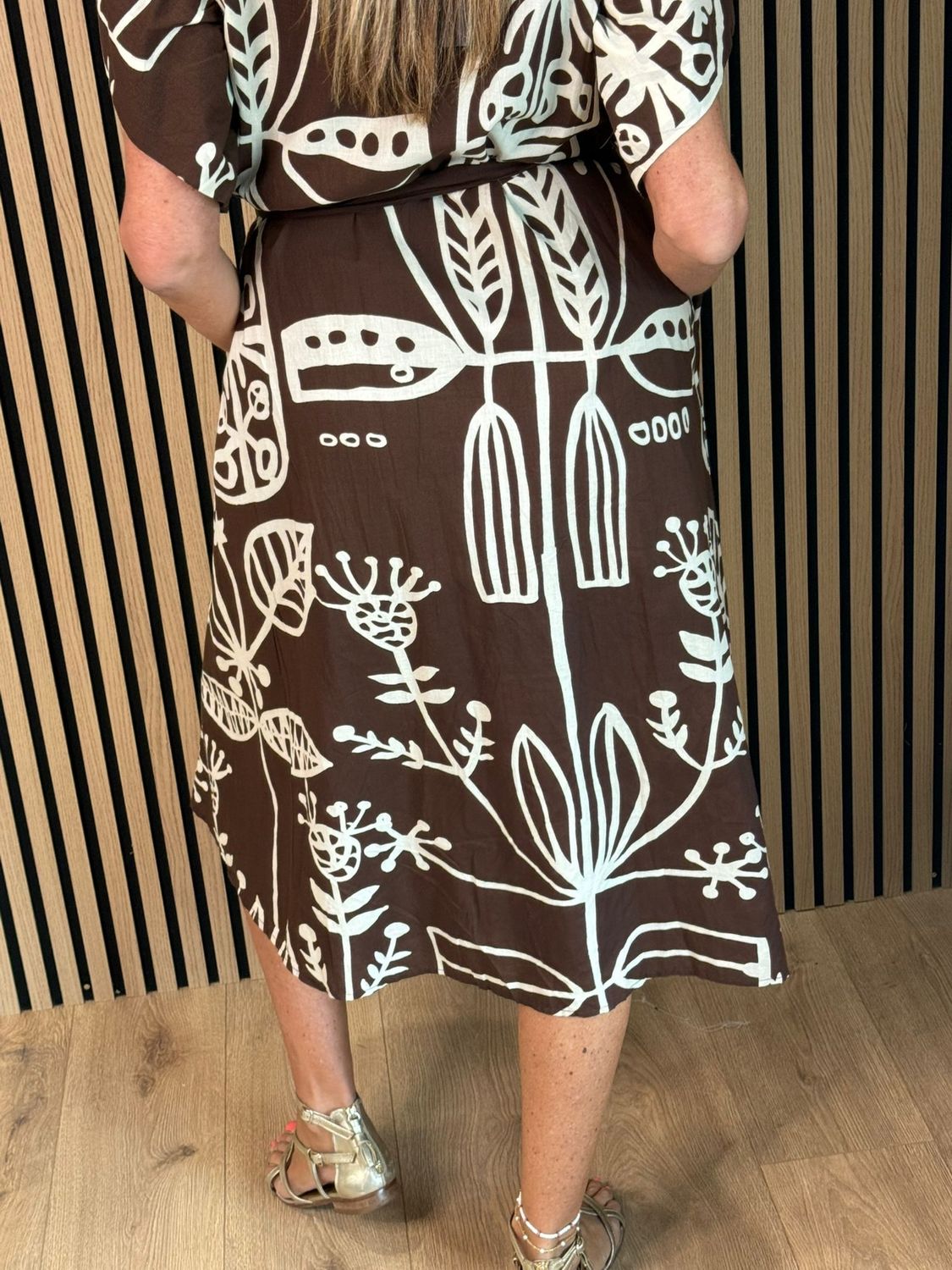 Abstract Print Button-Through Shirt Dress
