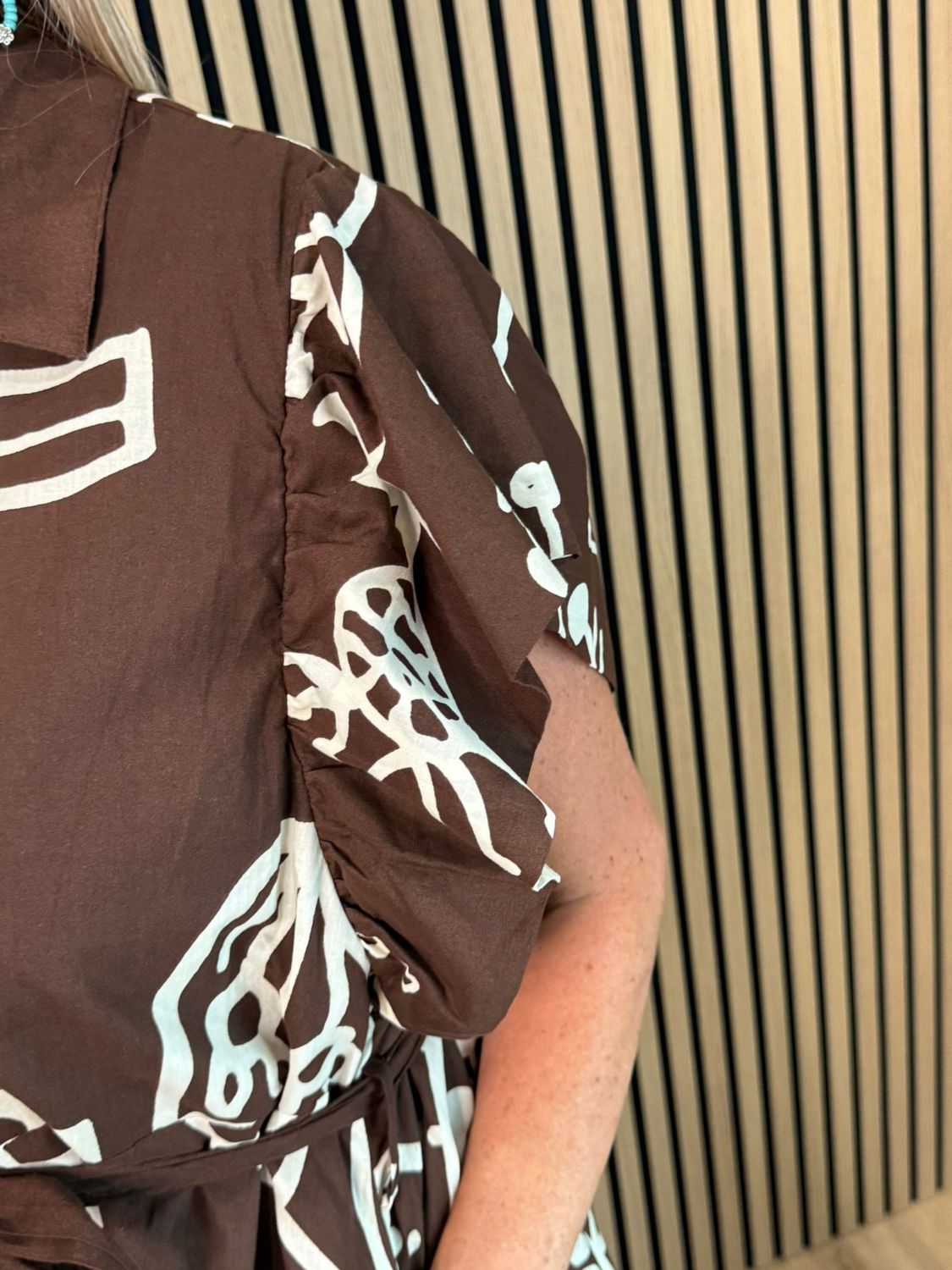 Abstract Print Button-Through Shirt Dress