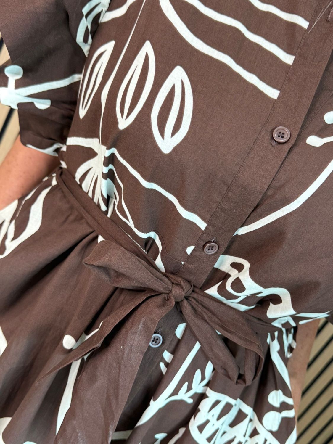 Abstract Print Button-Through Shirt Dress