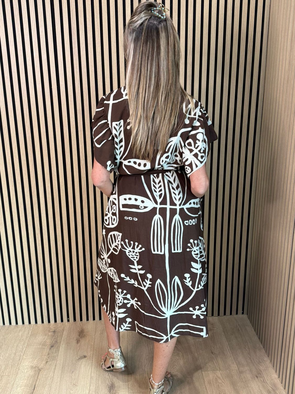 Abstract Print Button-Through Shirt Dress