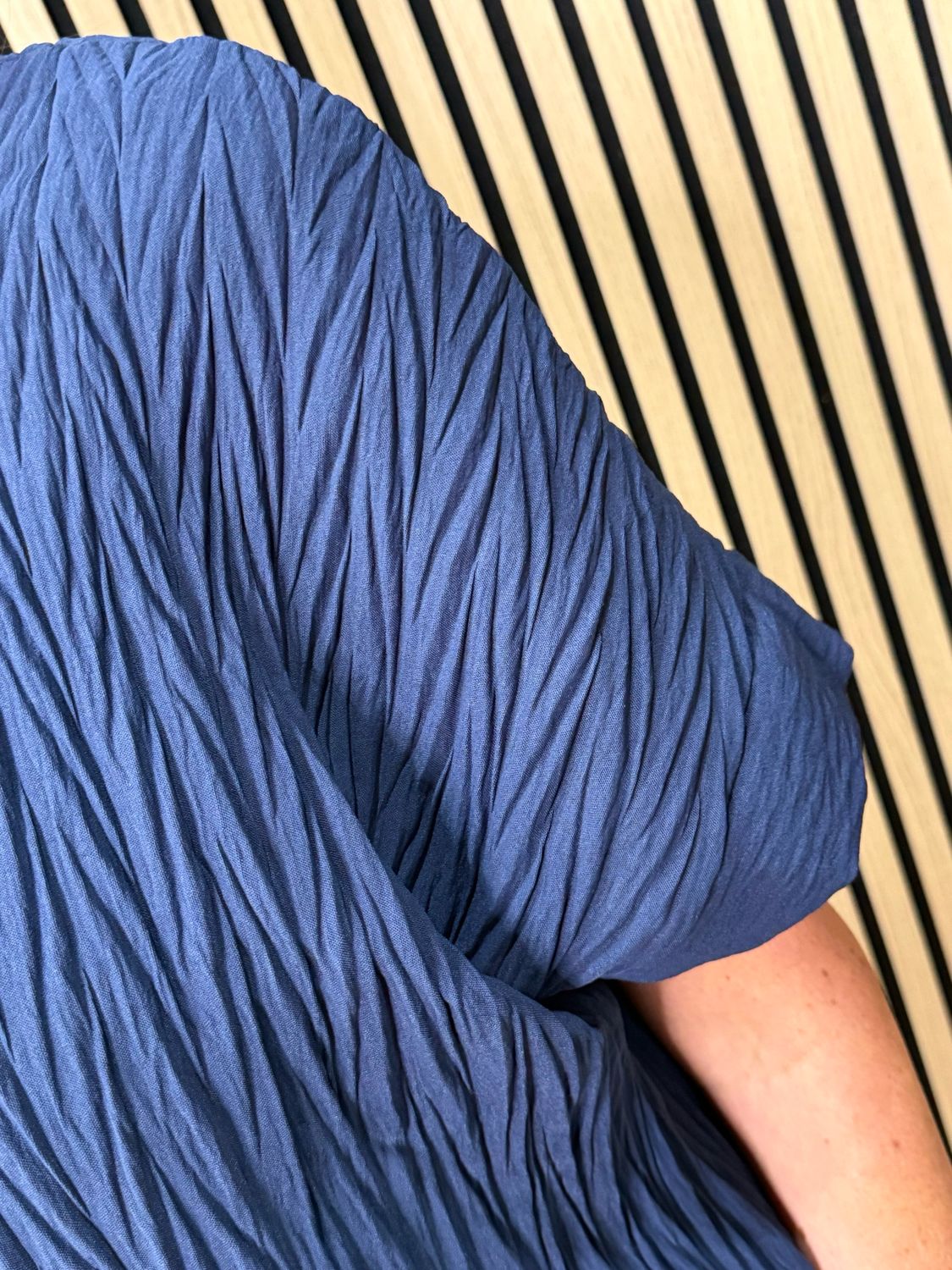 Crinkle Oversized Top - Navy