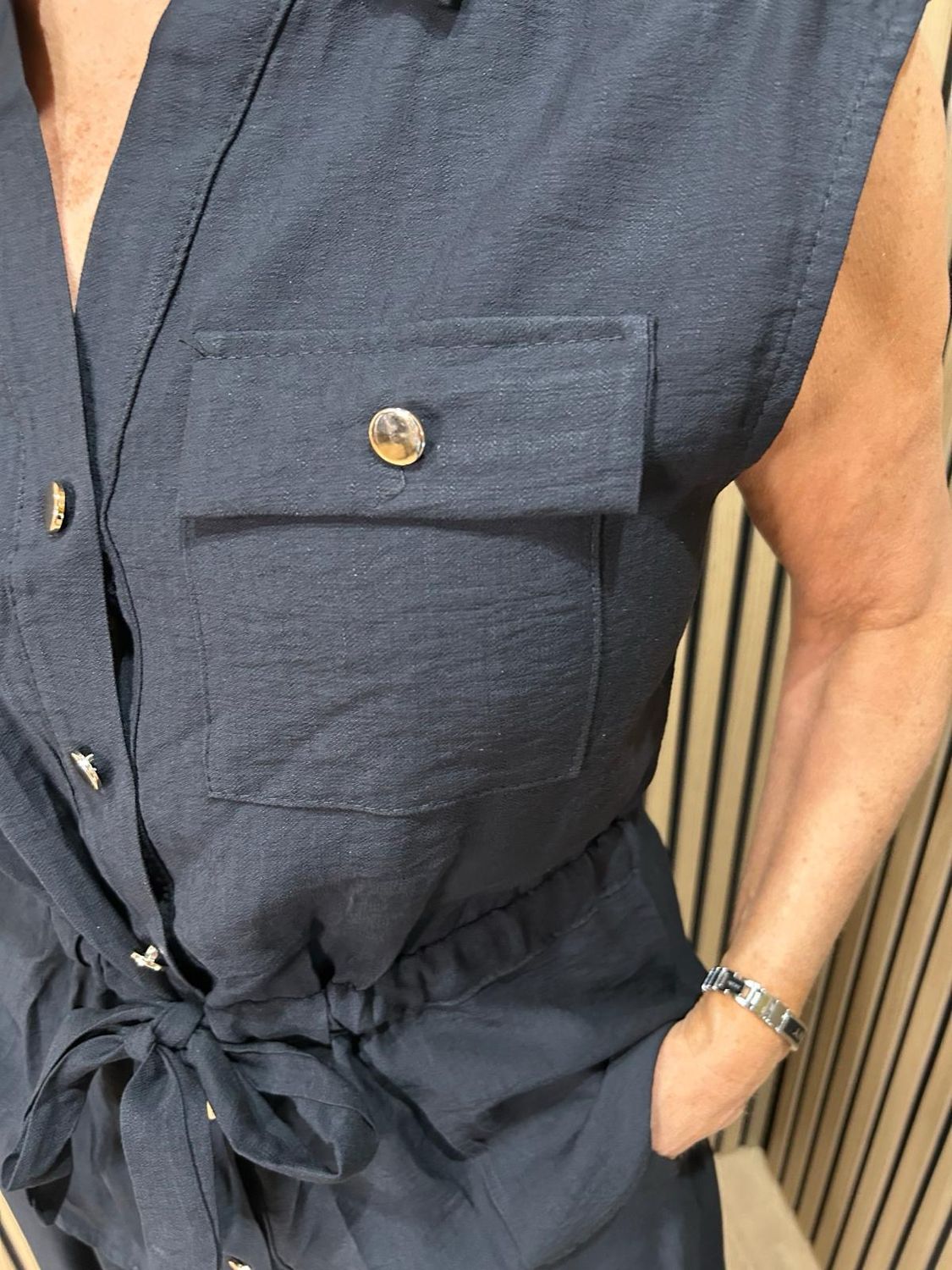 Belted Wide Leg Trouser Suit - Black