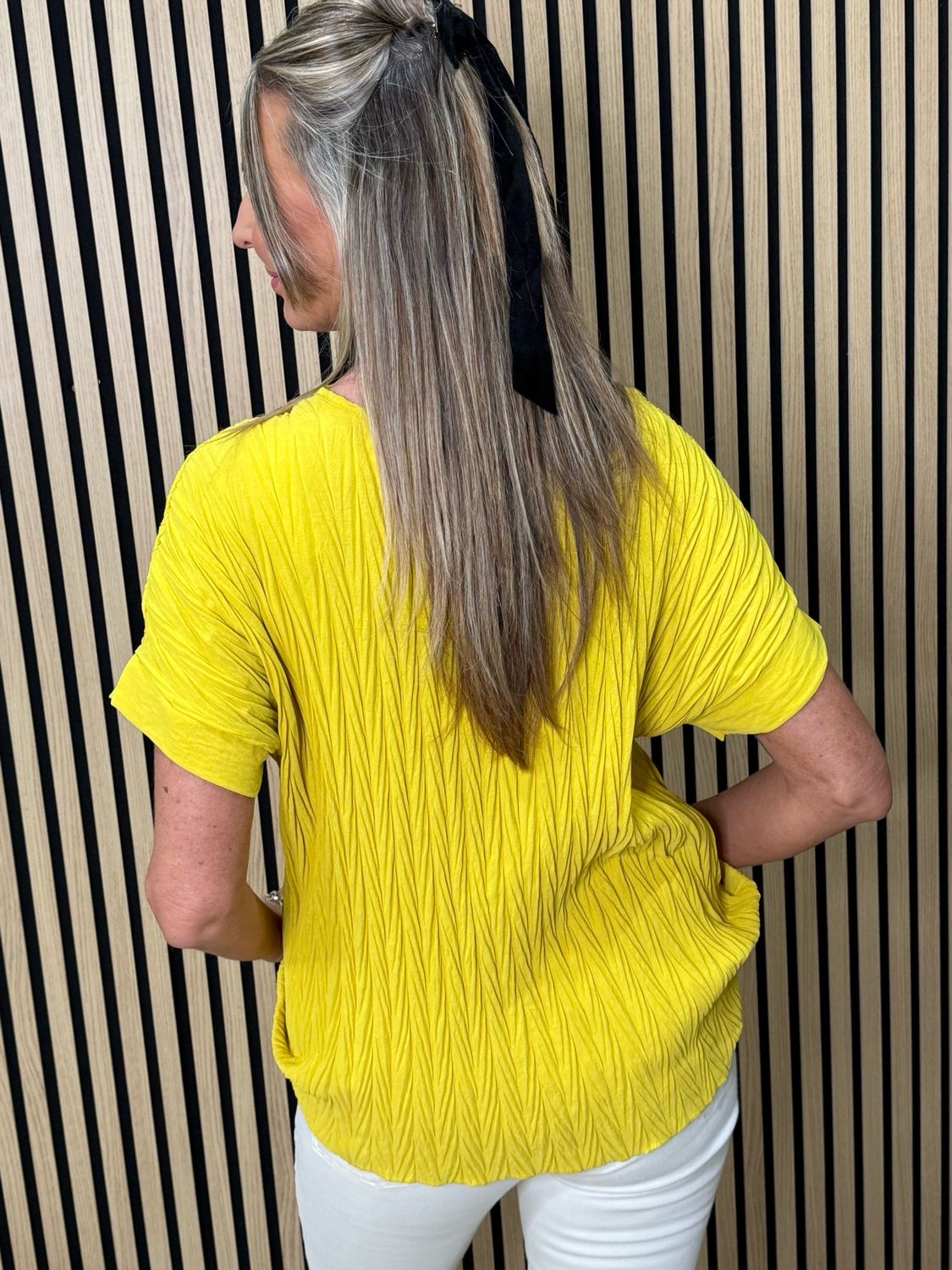 Crinkle Oversized Top - Mustard