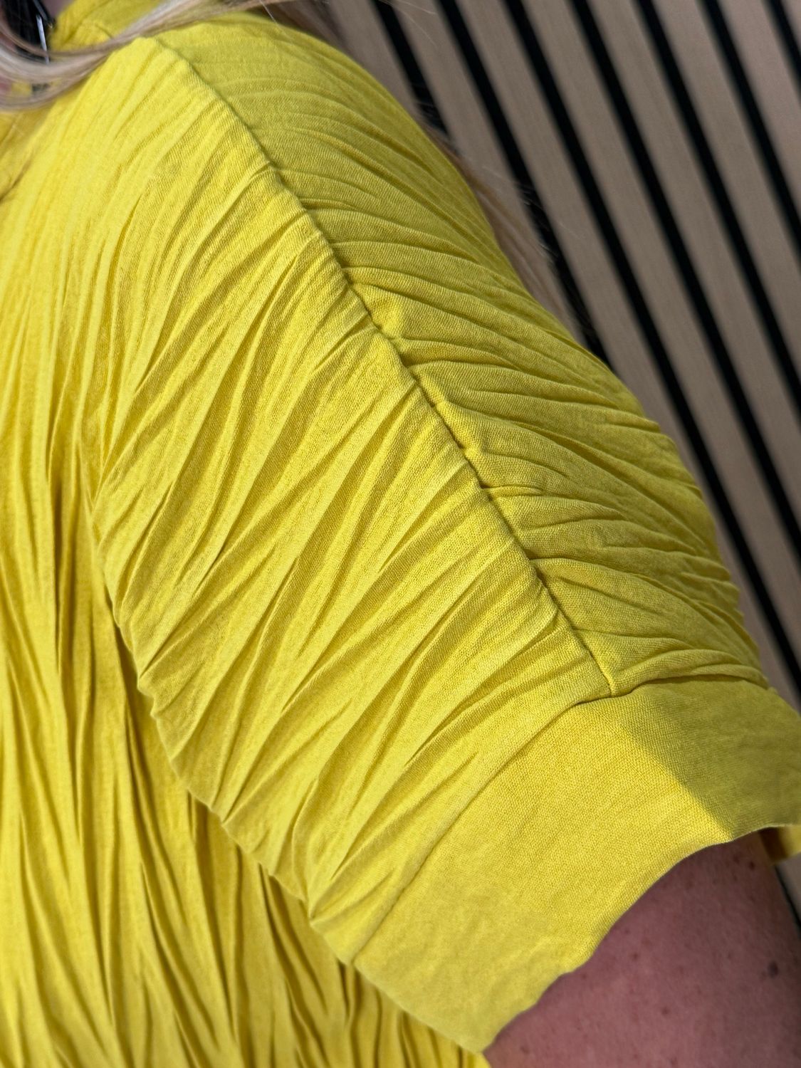 Crinkle Oversized Top - Mustard