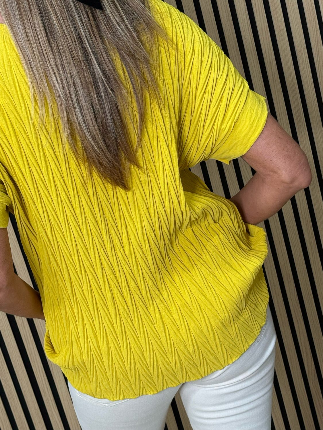 Crinkle Oversized Top - Mustard