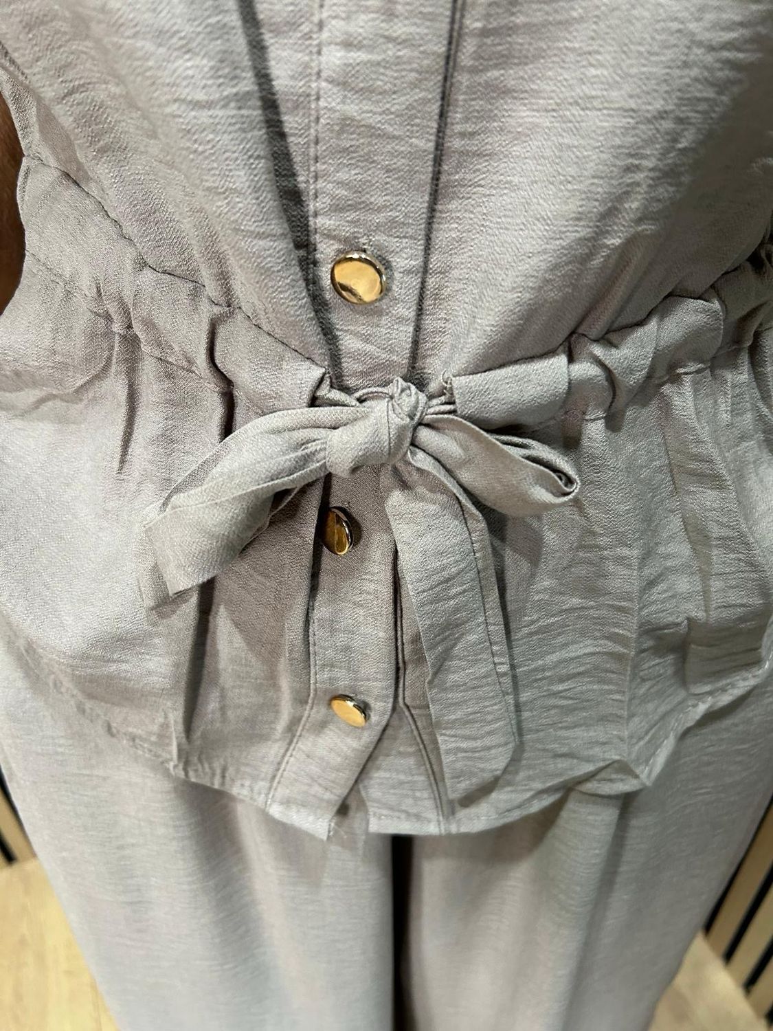 Belted Wide Leg Trouser Suit - Taupe
