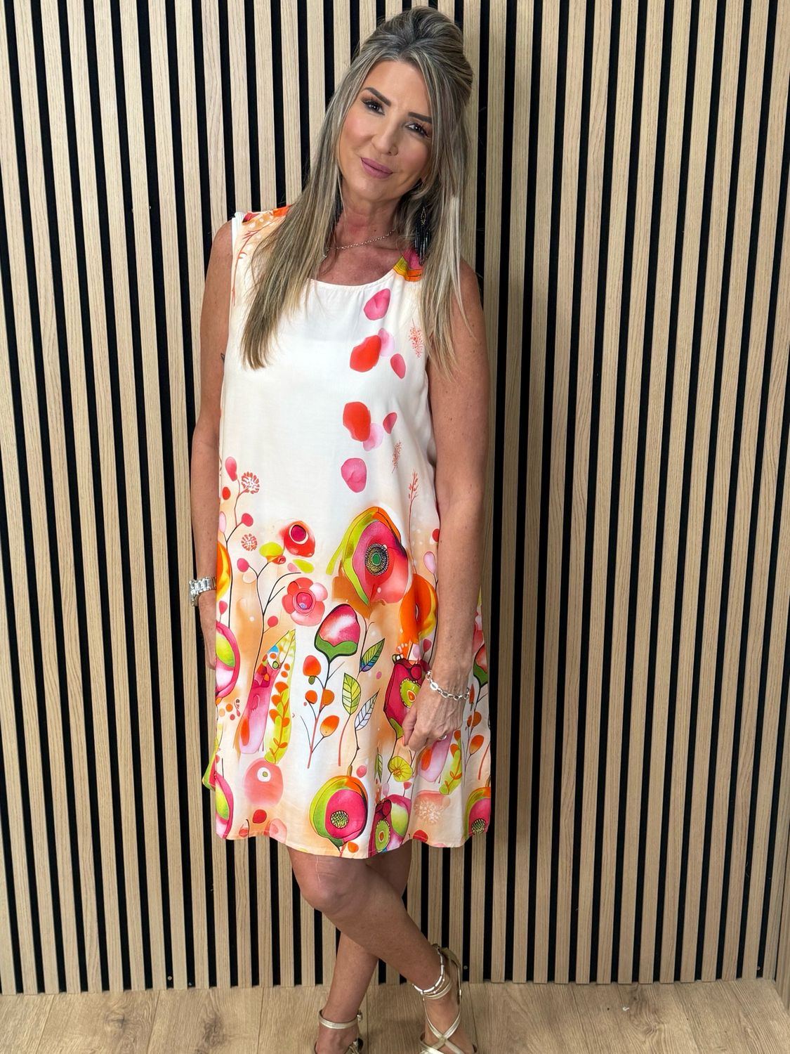 FLY OUT Printed Sleeveless Swing Dress - Blush Pink