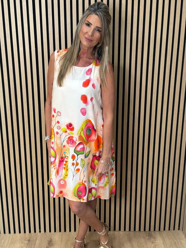 FLY OUT Printed Sleeveless Swing Dress - Blush Pink