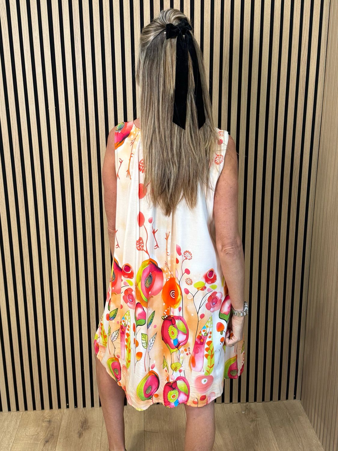 FLY OUT Printed Sleeveless Swing Dress - Blush Pink