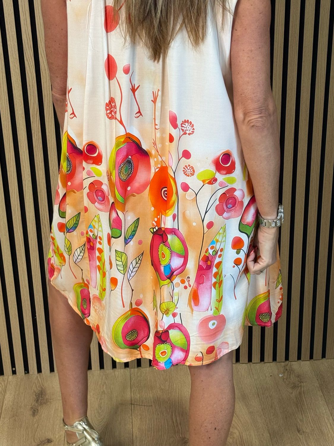 FLY OUT Printed Sleeveless Swing Dress - Blush Pink