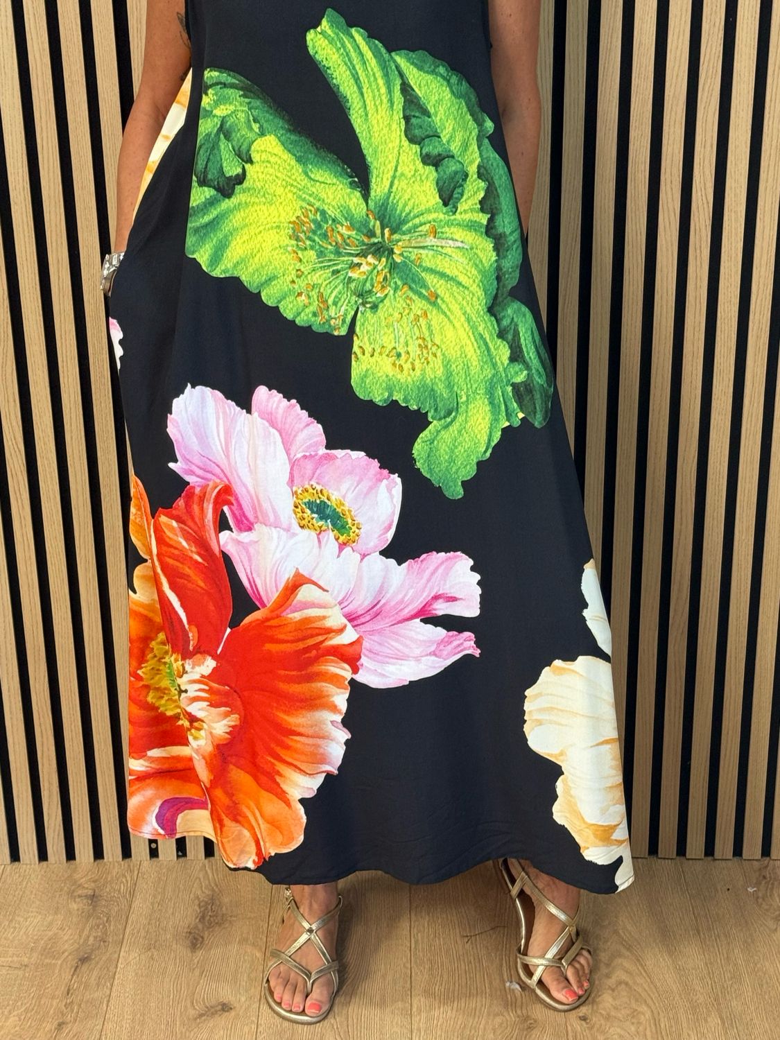 FLY OUT Floral Print Maxi Dress - Black/Multi