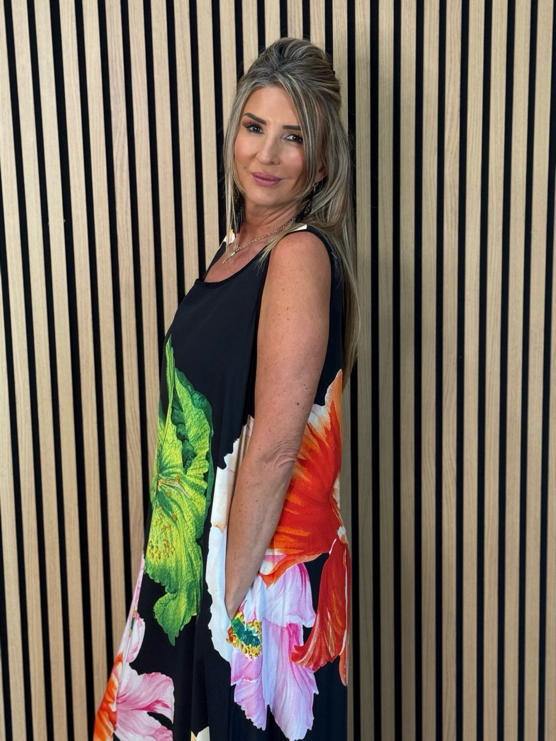 FLY OUT Floral Print Maxi Dress - Black/Multi