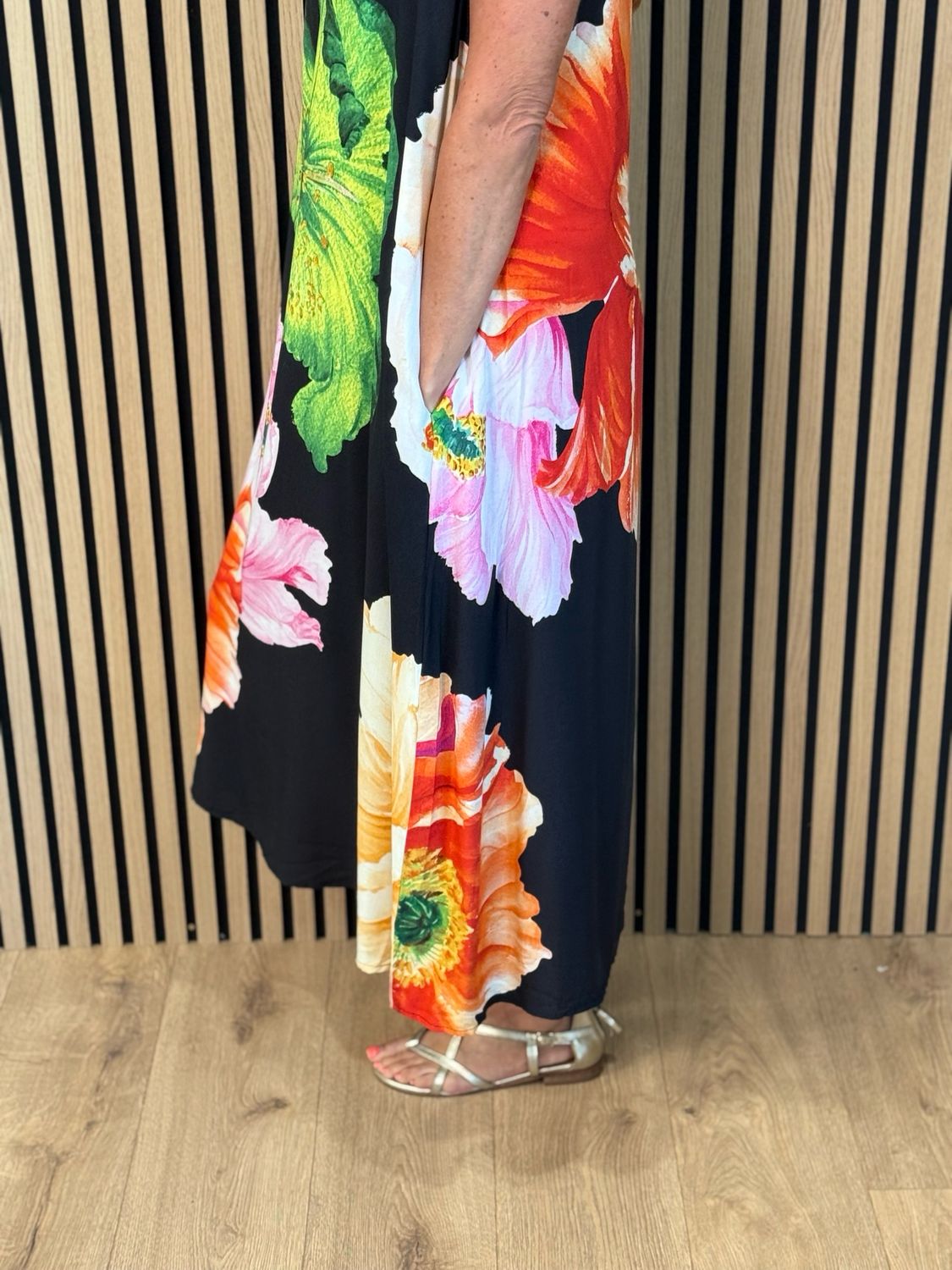 FLY OUT Floral Print Maxi Dress - Black/Multi
