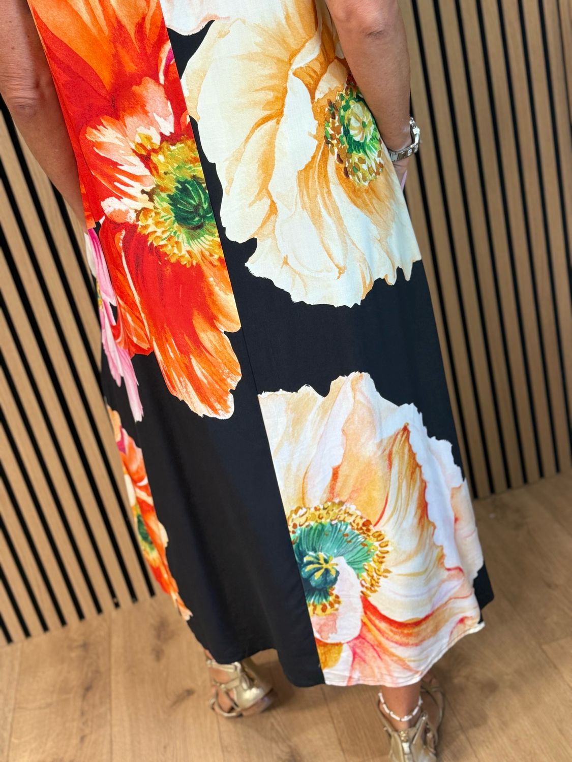 FLY OUT Floral Print Maxi Dress - Black/Multi