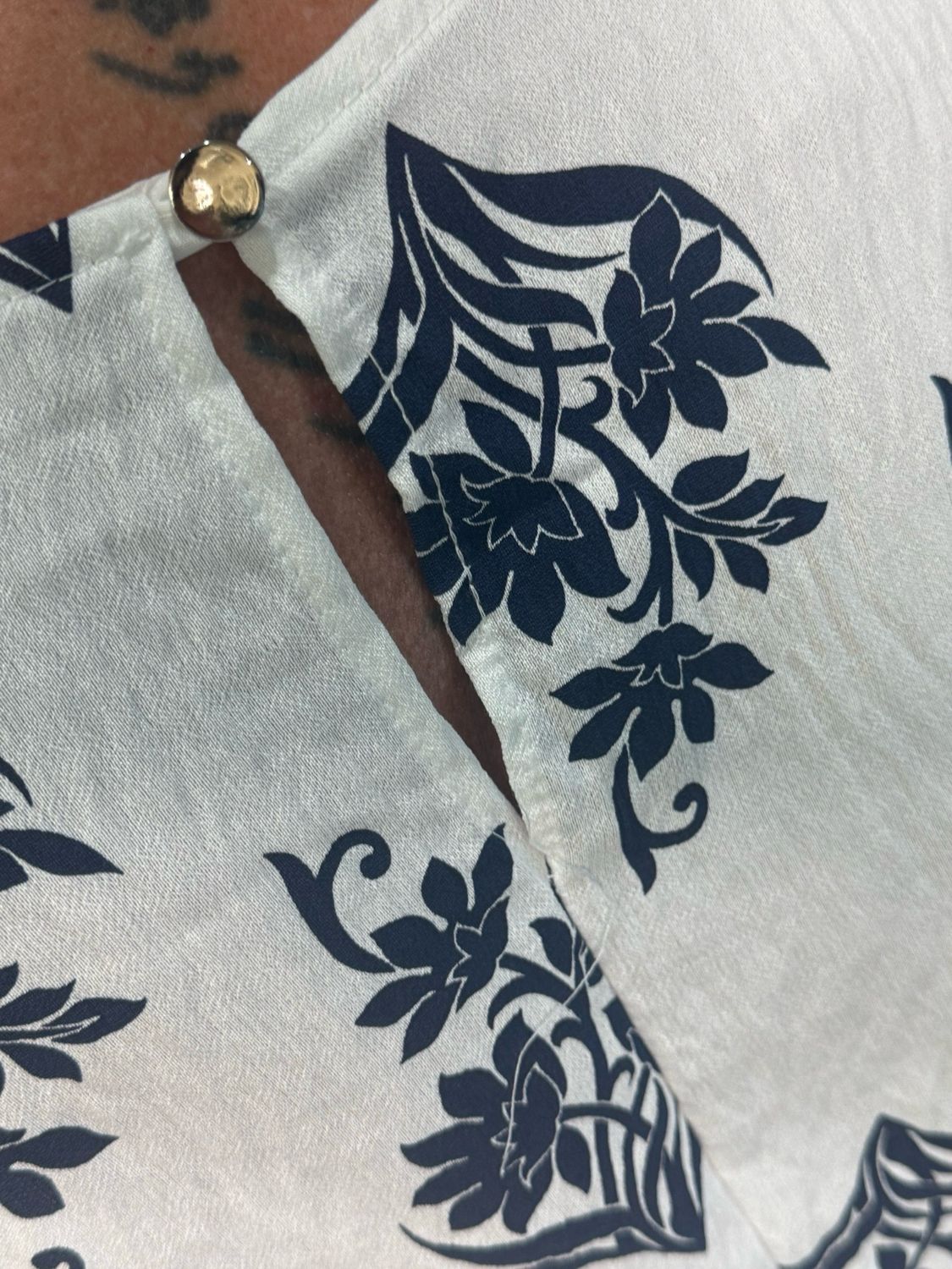 Printed Co-Ord Top &amp; Shorts Set - White/Navy
