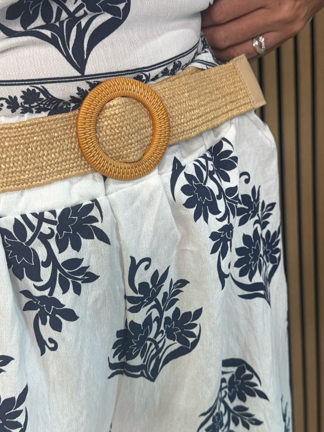Printed Co-Ord Top &amp; Shorts Set - White/Navy