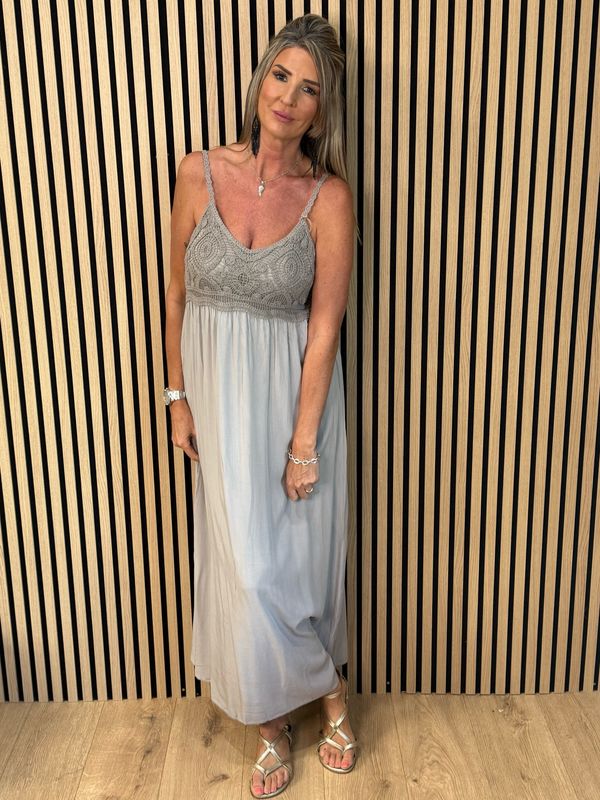 Lace Bodice Maxi Dress - Taupe