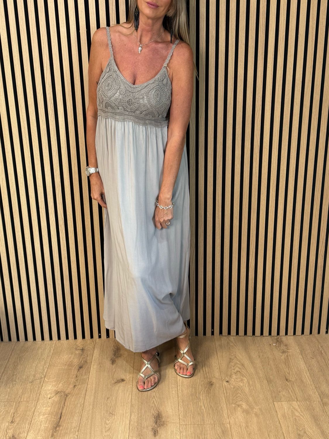 Lace Bodice Maxi Dress - Taupe