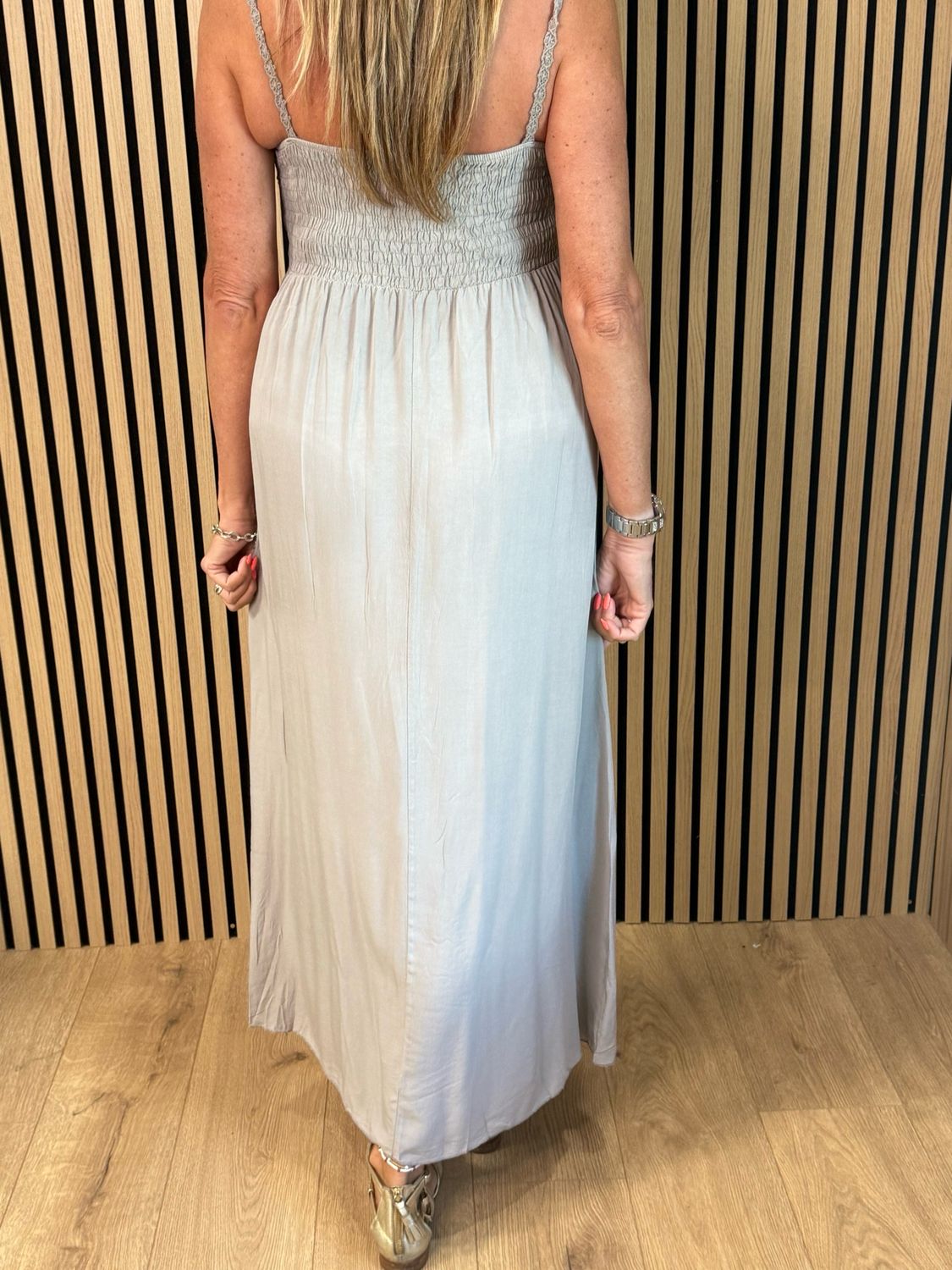 Lace Bodice Maxi Dress - Taupe