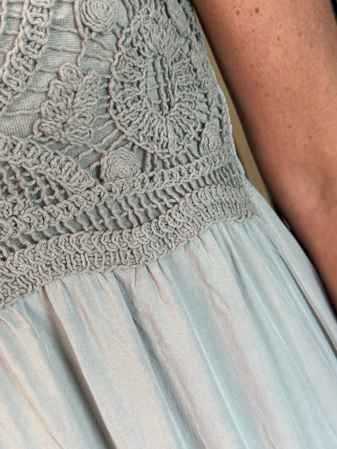 Lace Bodice Maxi Dress - Taupe