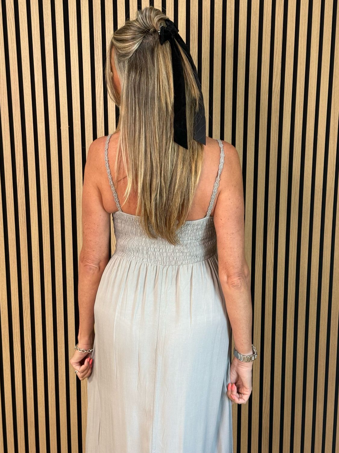 Lace Bodice Maxi Dress - Taupe