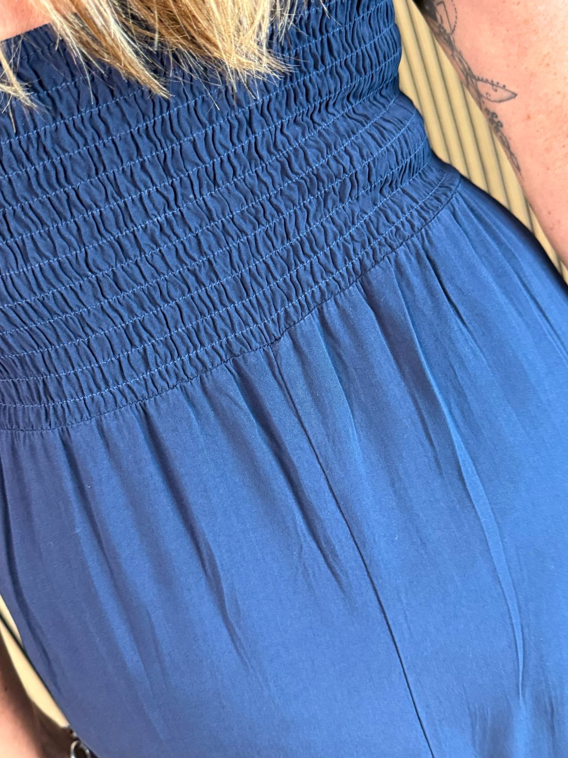 Lace Bodice Maxi Dress - Navy
