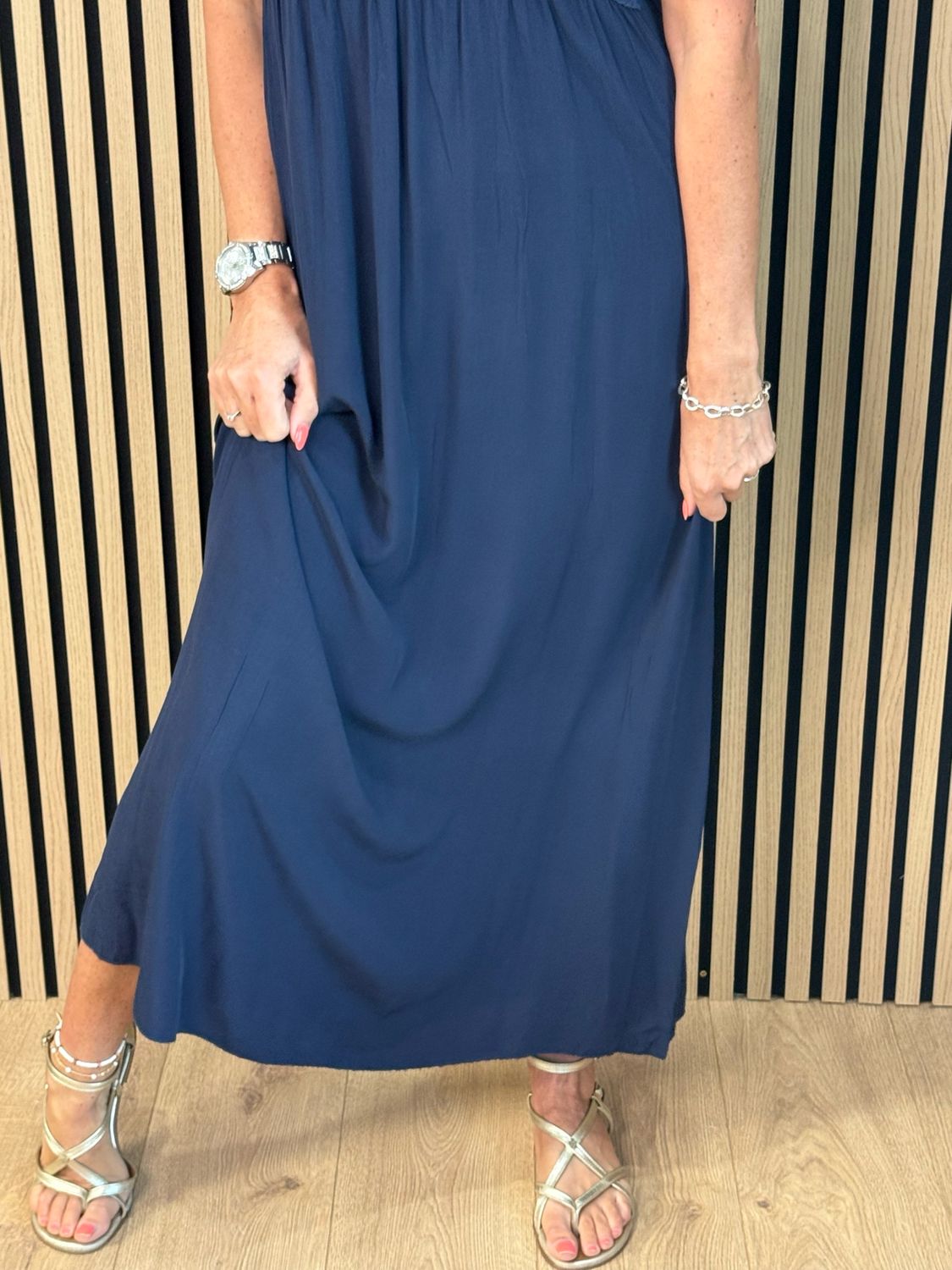 Lace Bodice Maxi Dress - Navy