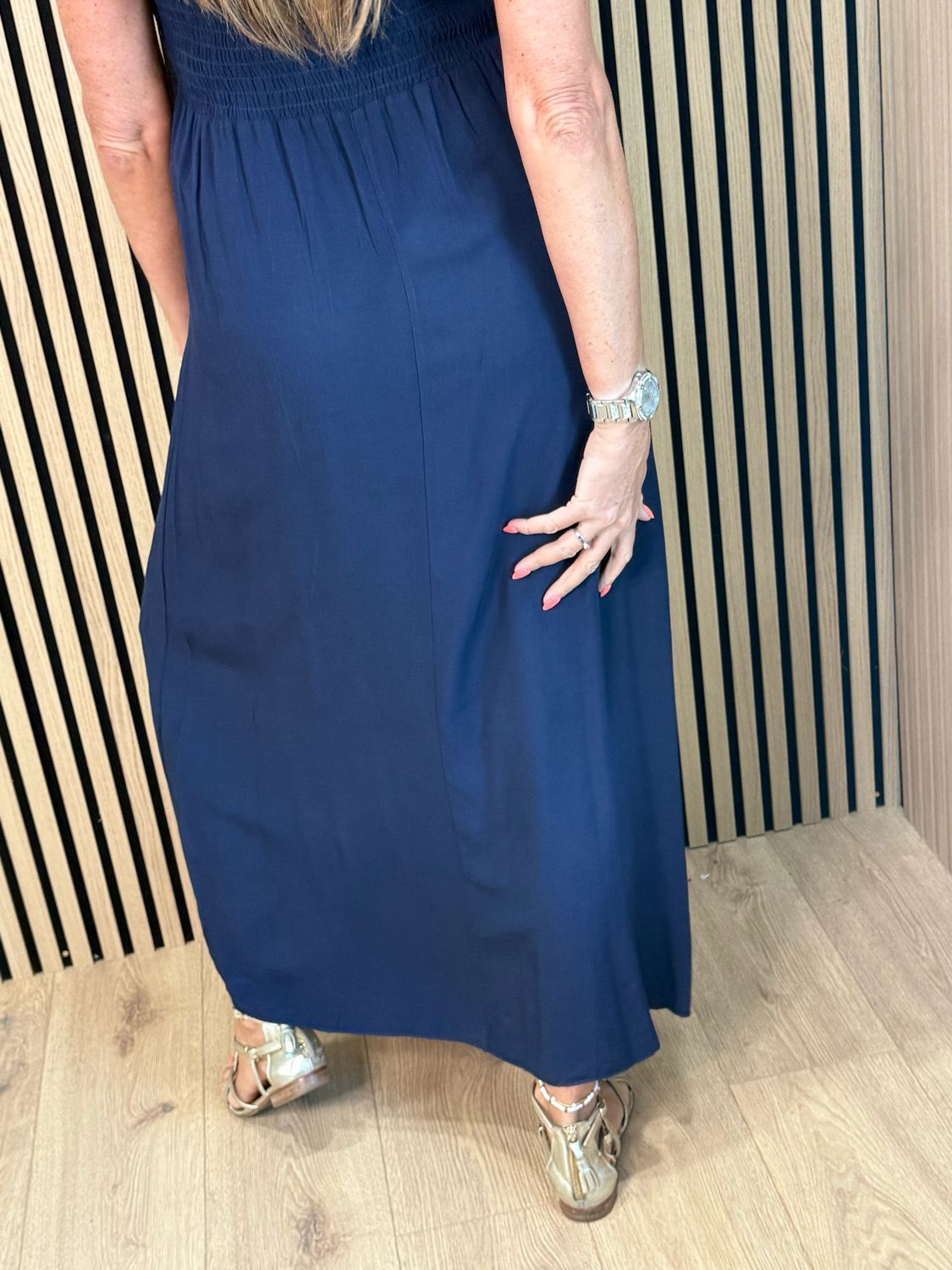 Lace Bodice Maxi Dress - Navy