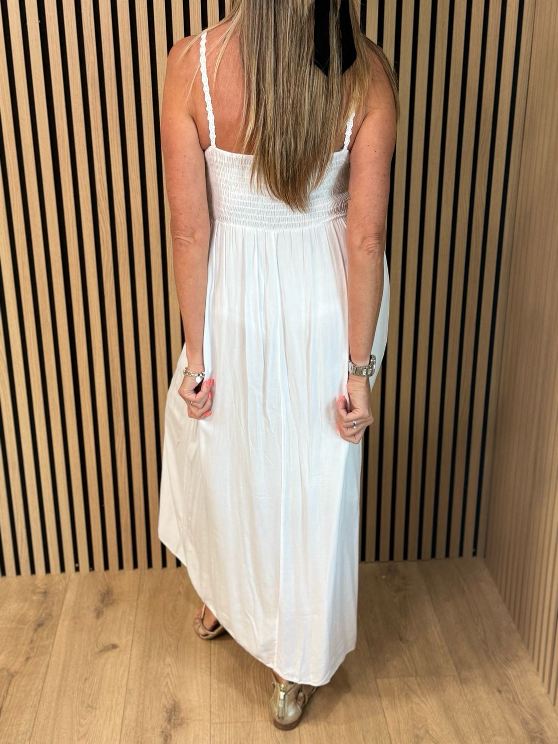 Lace Bodice Maxi Dress - White