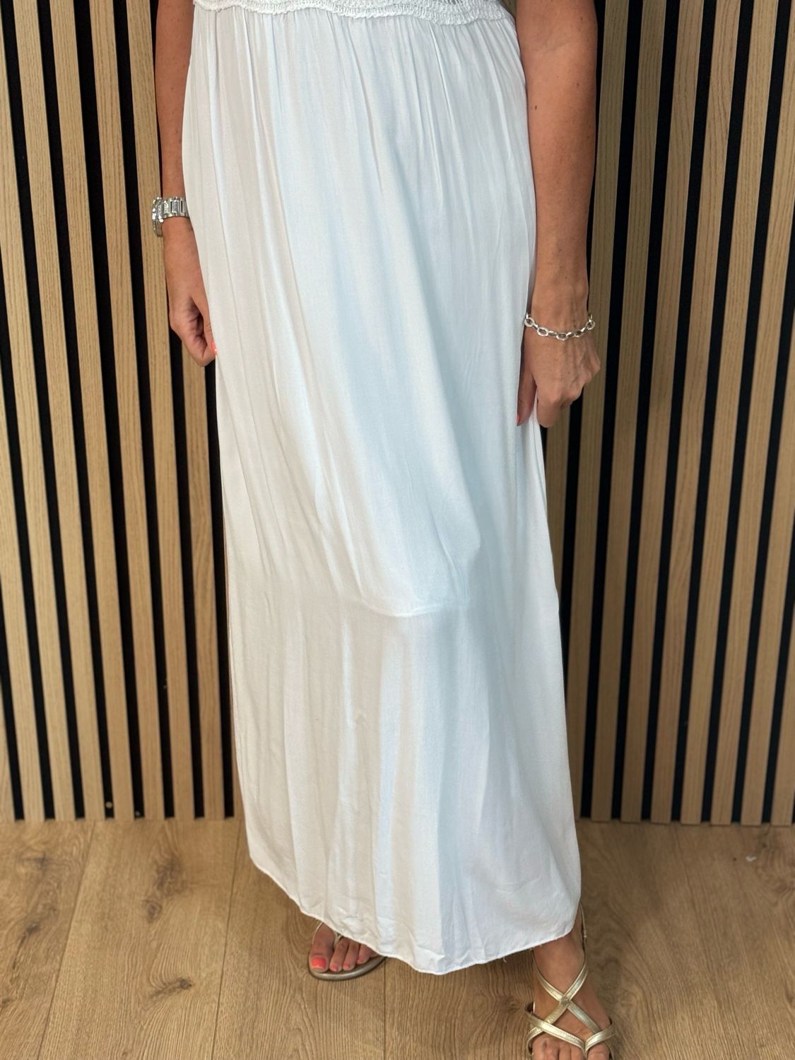 Lace Bodice Maxi Dress - White