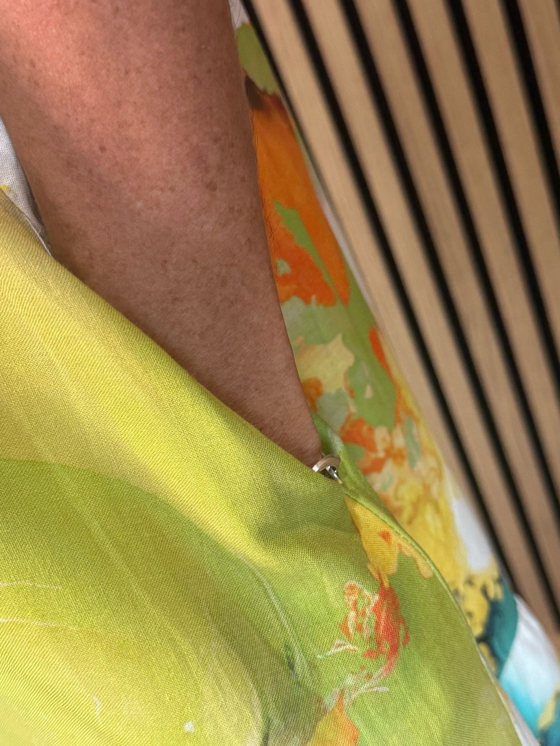Cotton/Linen Abstract Print Maxi Dress - White/Lime/Orange
