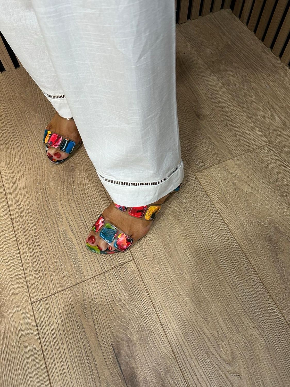 Lobster Embroidered Cotton Trouser Suit - White