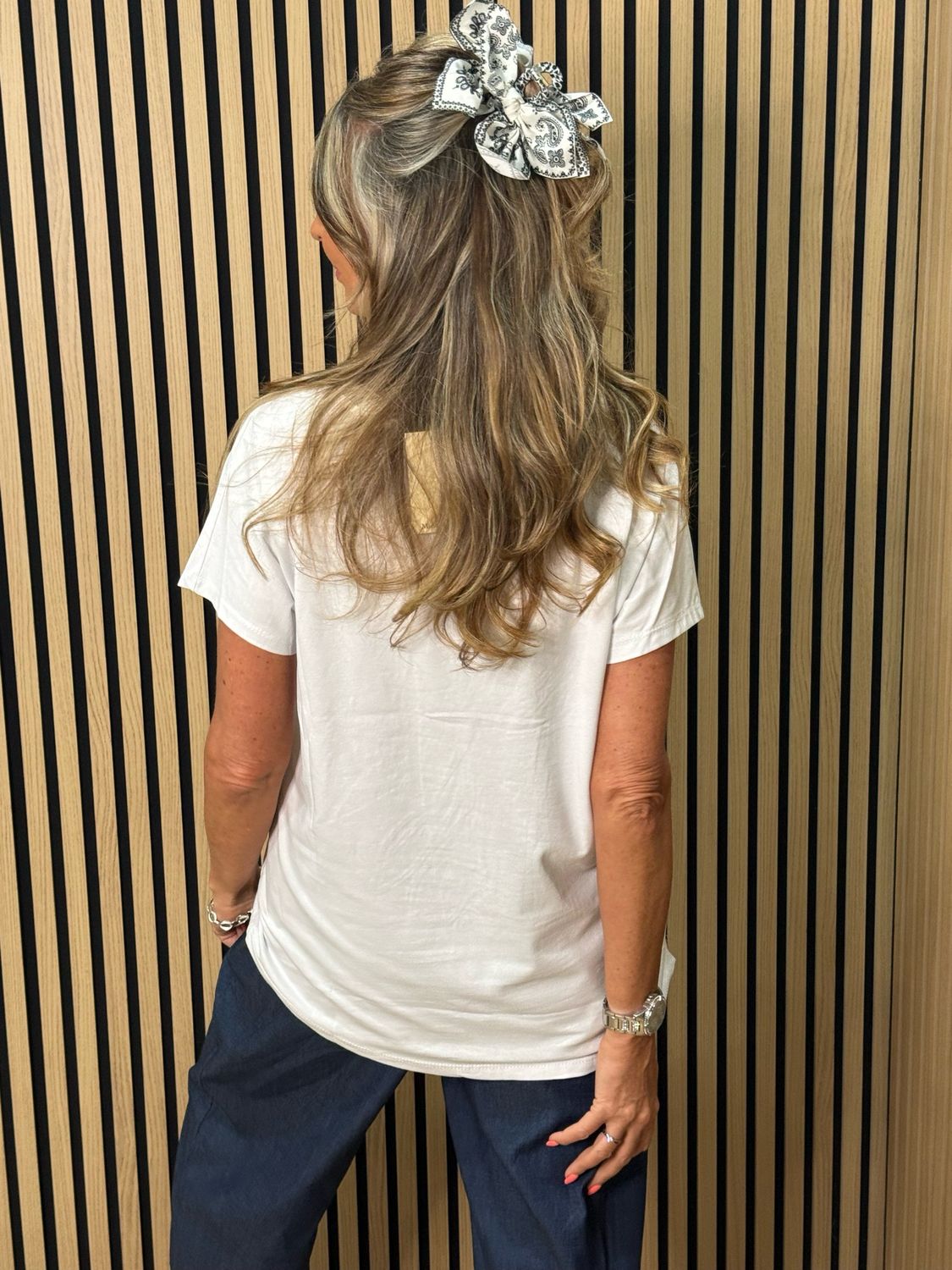 Sequin Flower Detail T-Shirt - White
