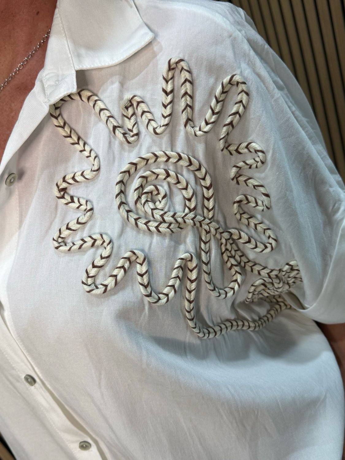 Embroidered Sun Detail Shirt - White