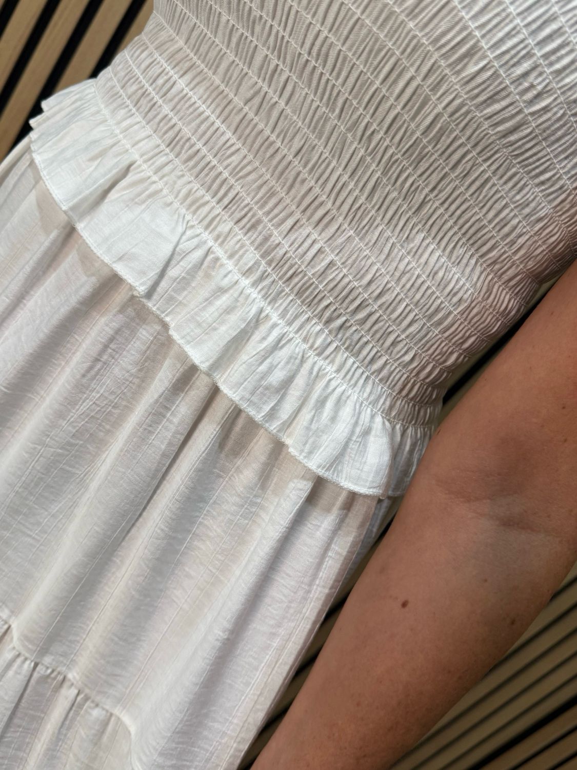 Ruffle Tiered Midi Dress - White
