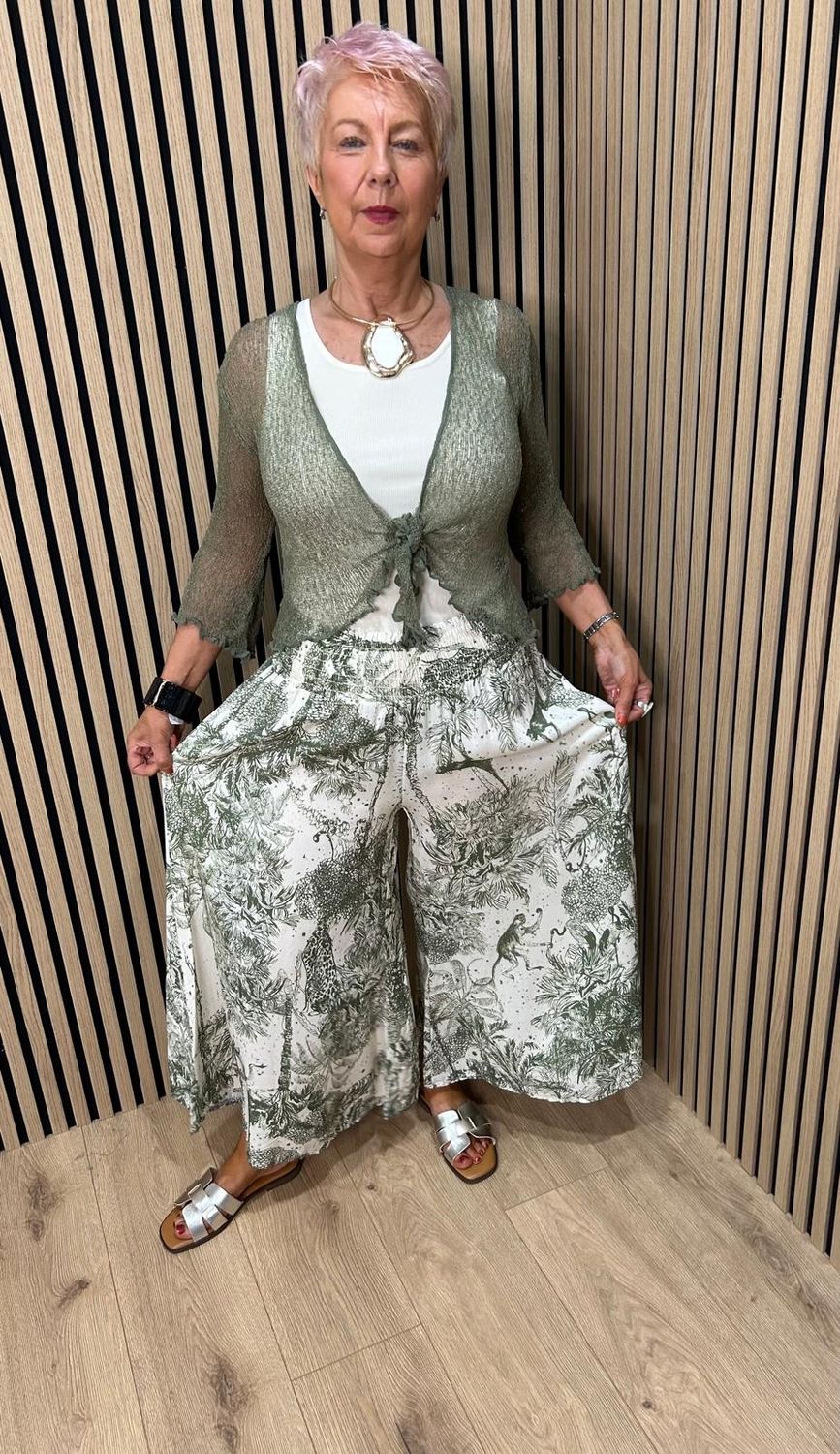Safari Sketch Wide Leg Cotton Trousers – Khaki