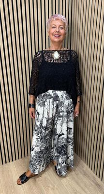 Safari Sketch Wide Leg Cotton Trousers - Black