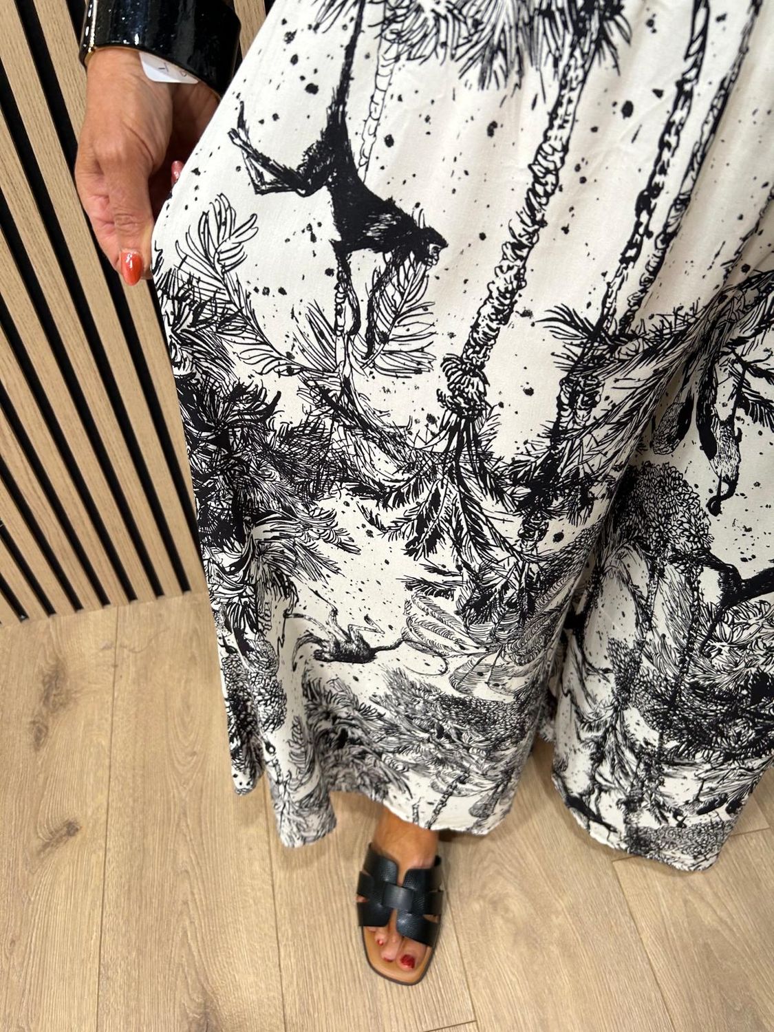 Safari Sketch Wide Leg Cotton Trousers - Black