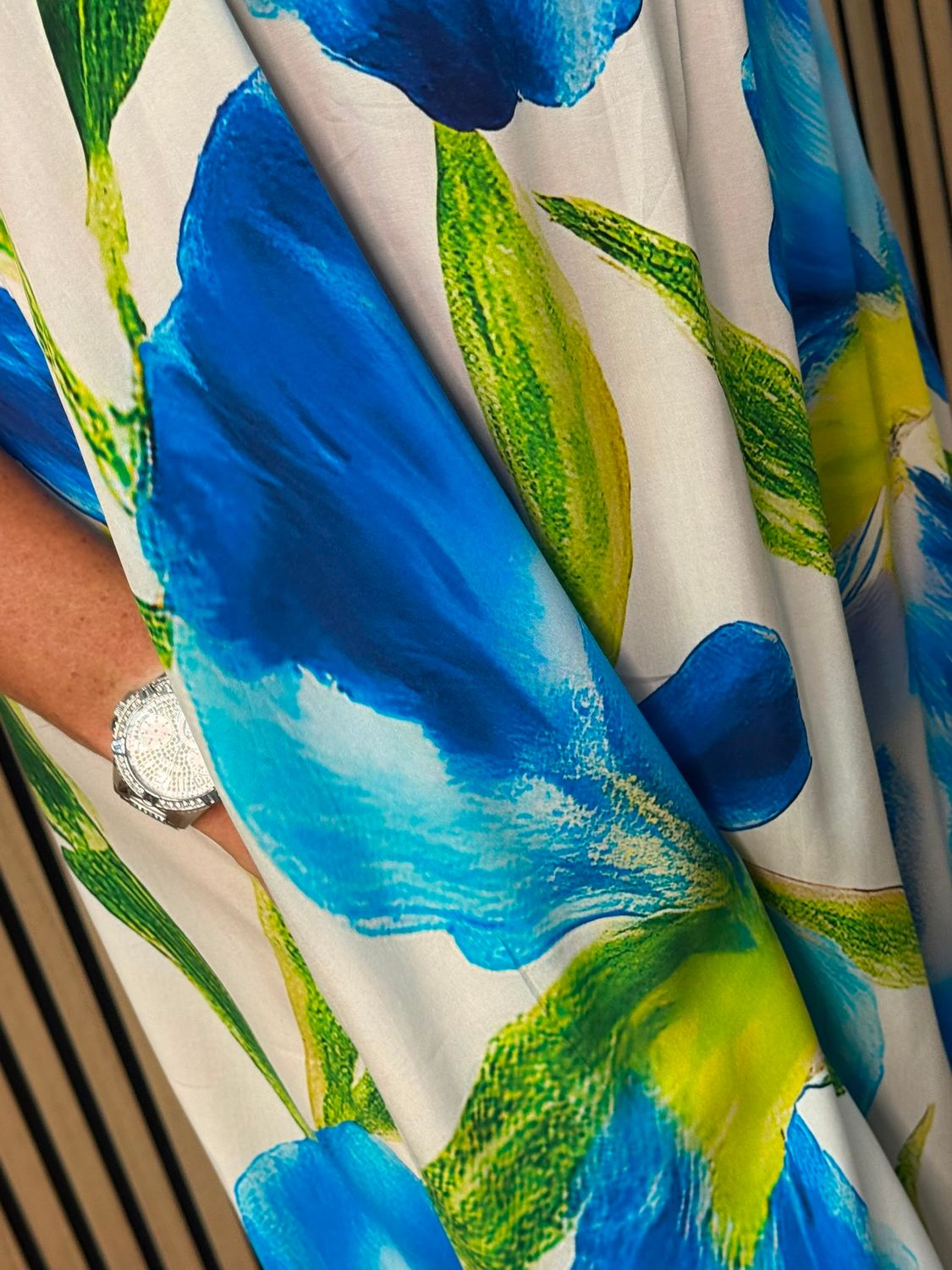 Blue Floral Beaded Maxi Dress –