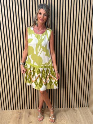 Fly Out Sequin Trim Dress – Lime
