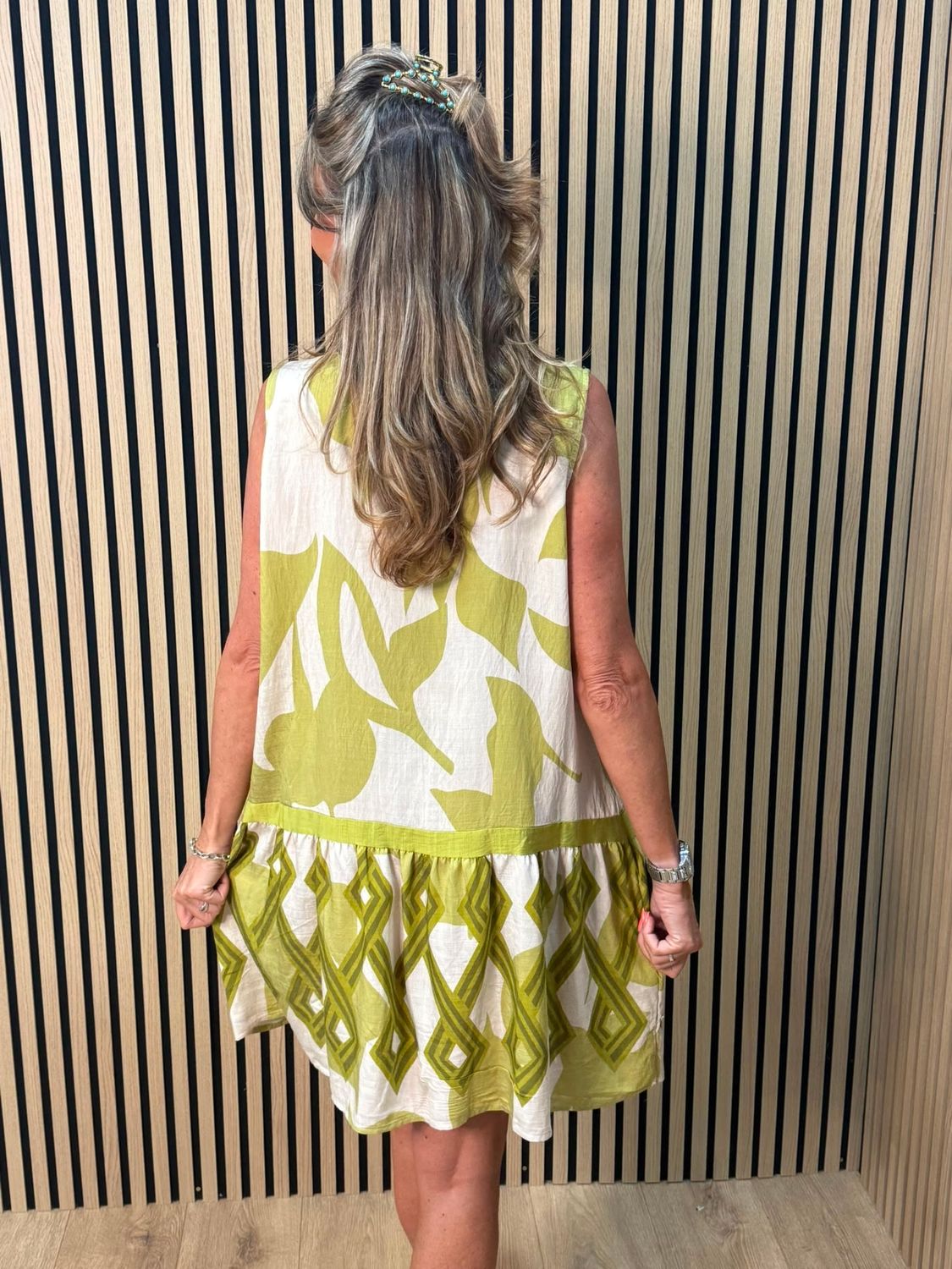 Fly Out Sequin Trim Dress – Lime