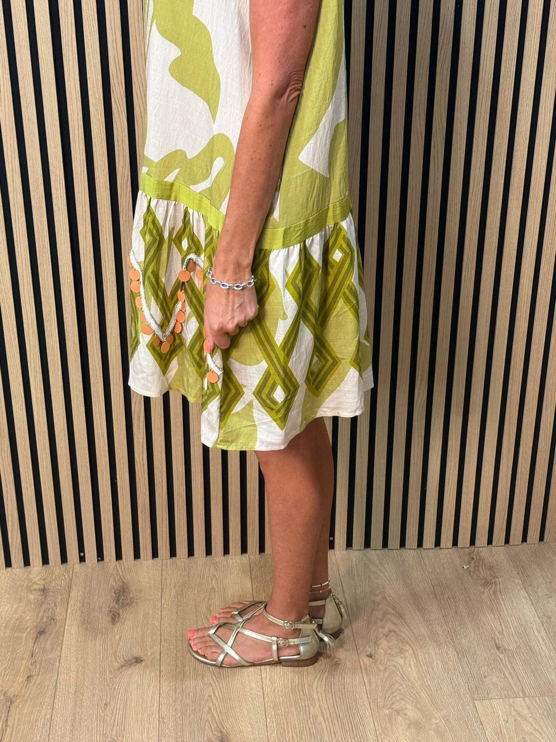 Fly Out Sequin Trim Dress – Lime