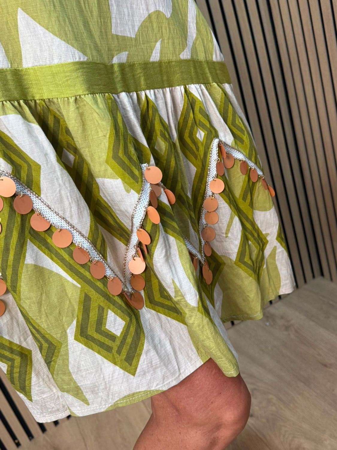 Fly Out Sequin Trim Dress – Lime