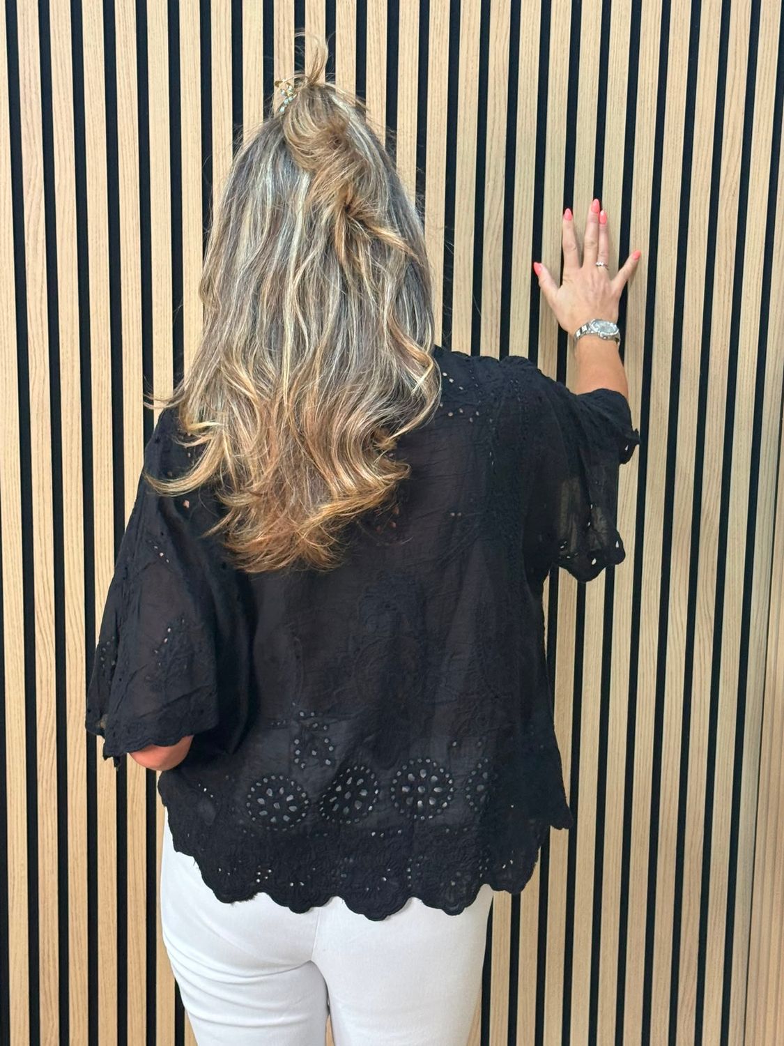 Cotton Broderie Lace Top – Black