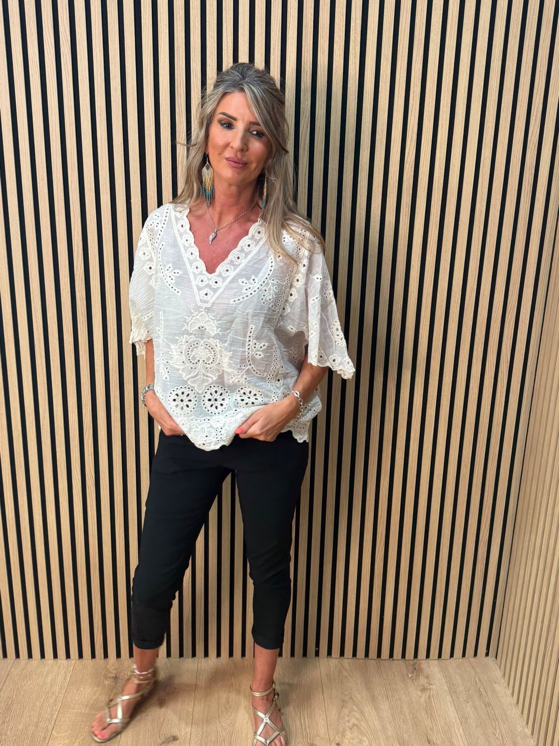 Cotton Broderie Lace Top – Cream