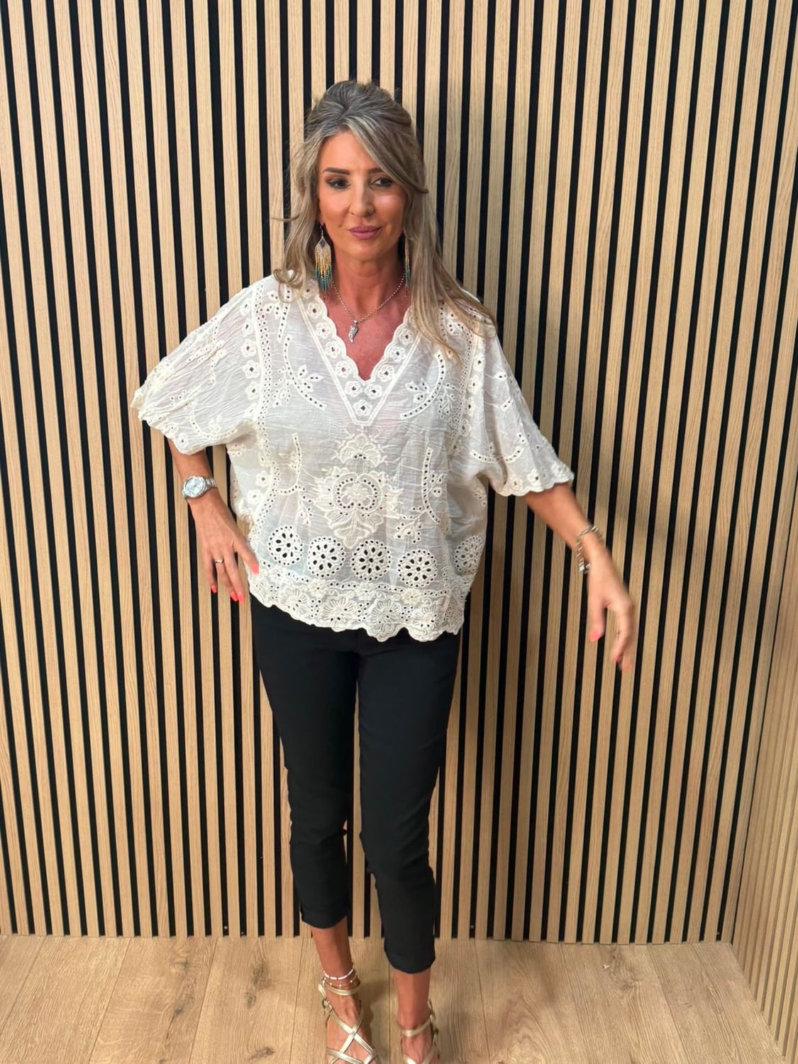 Cotton Broderie Lace Top – Cream