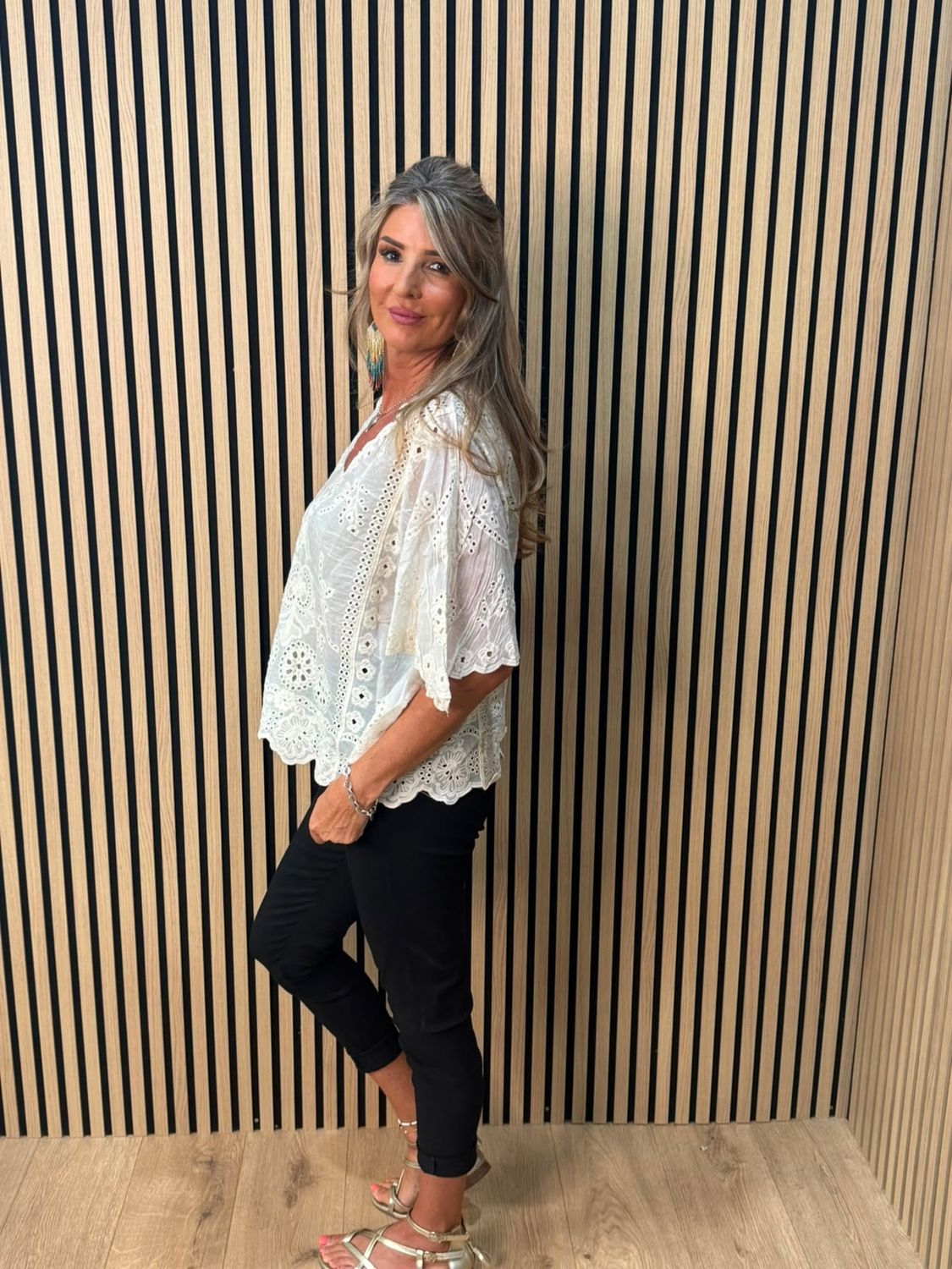 Cotton Broderie Lace Top – Cream
