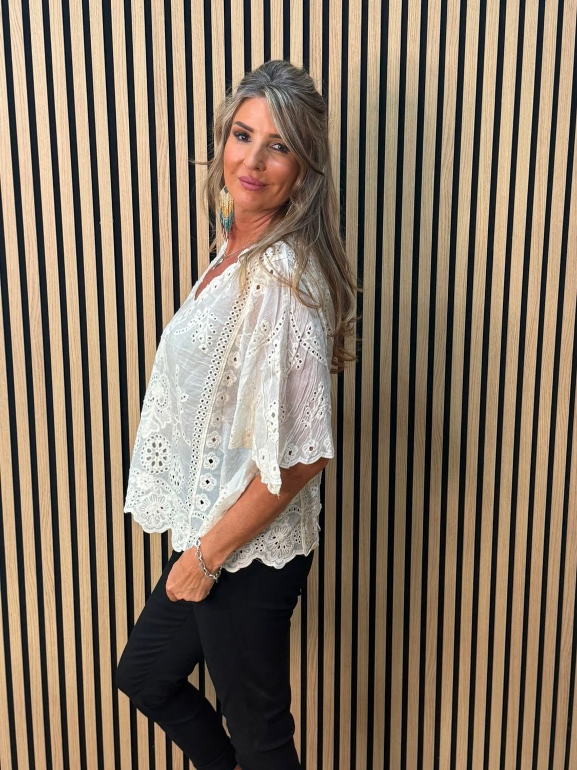 Cotton Broderie Lace Top – Cream